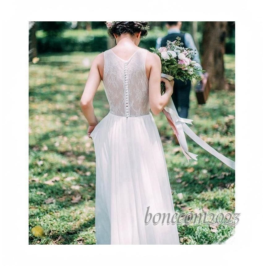 ウェディングドレス ウエディングドレス白 パーティードレス レース 花嫁ロングドレス 結婚式 トレーンライン 二次会 エレガント お呼ばれ 挙式