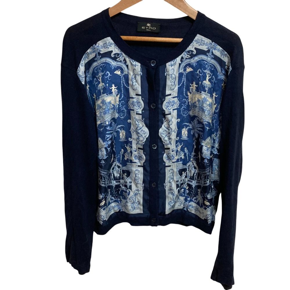 ETRO エトロ スカーフ柄 シルク シルク切替アンサンブル カーディガン