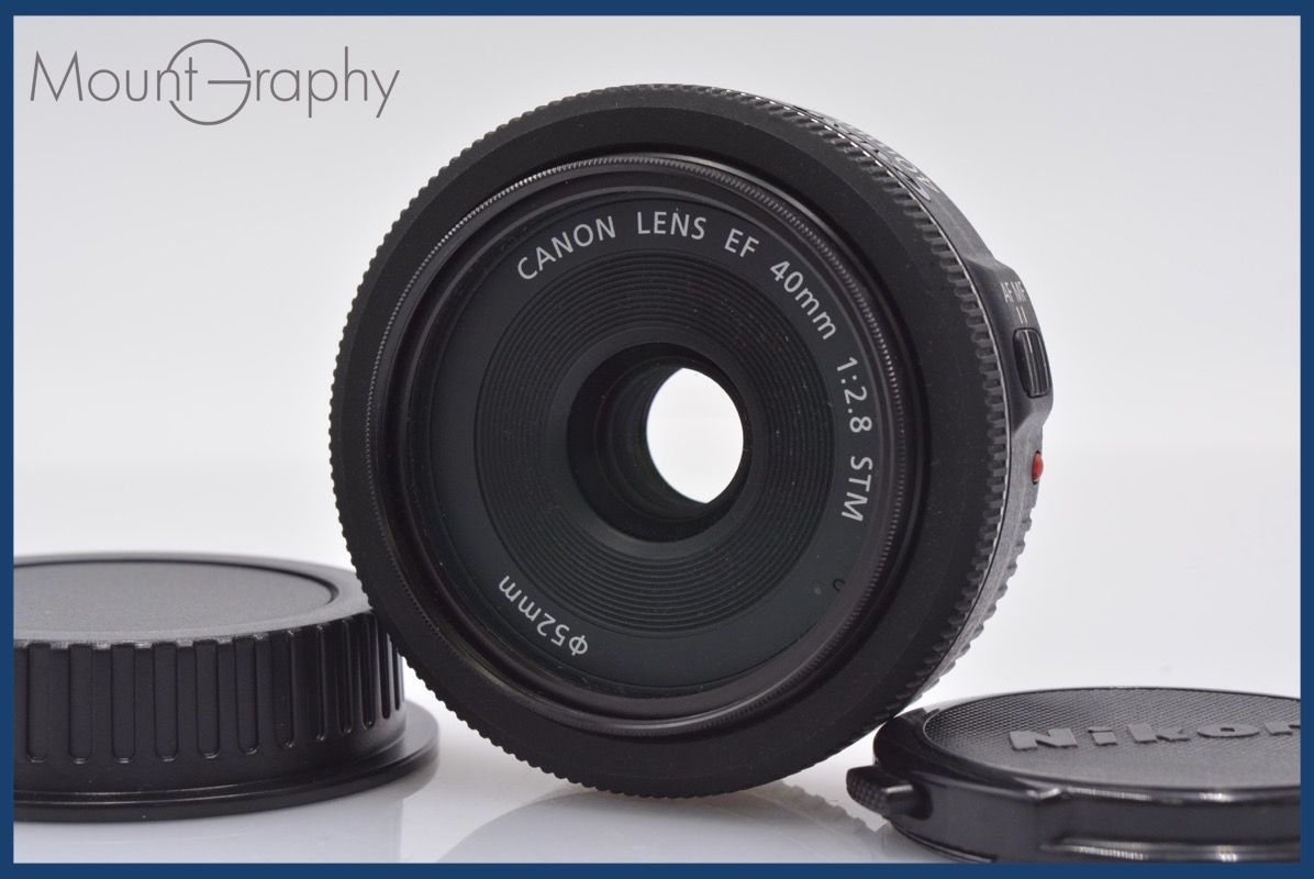 美品 Canon EF 40mm F2.8 STM ソフトフィルター付き ☆良品☆ キヤノン Canon EF 40mm F2.8 STM MACRO 前後キャップ&レンズ