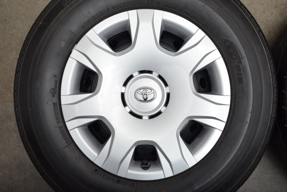 【超バリ溝】トヨタ 200 ハイエース 純正 15in 6J +35 PCD139.7 ブリヂストン RD-613 STEEL 195/80R15 車検用に ノーマル戻し スーパーGL バリ溝】トヨタ 200 ハイエース 純正 15in 6J +35 PCD139.7