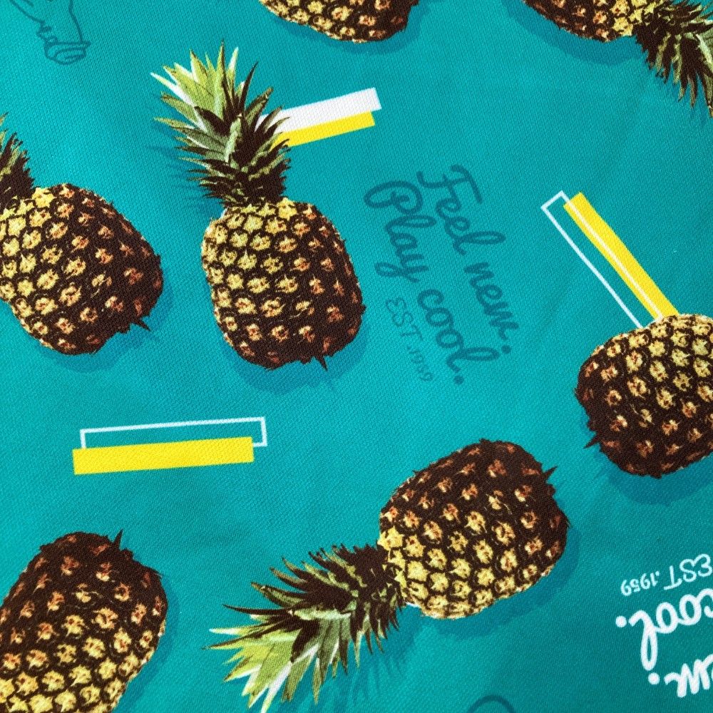 サイズ：M PING ピン ハイネック 半袖Tシャツ パイナップル柄