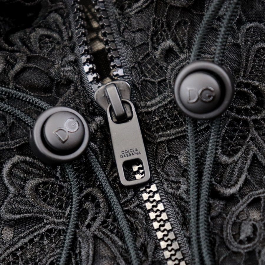 【Dolce&Gabbana】ブルゾン ブラック レースアップ ショート丈 美品 ドルチェアンドガッバーナ レース切替 アノラック ハーフ