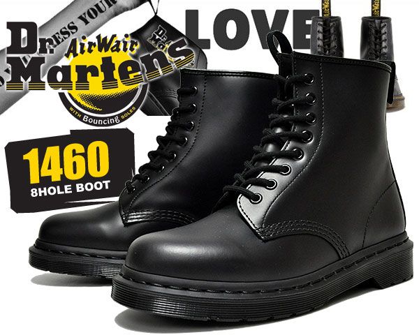 ドクターマーチン 8ホール ブーツ Dr.Martens 1460 MONO 8HOLE BOOT SMOOTH BLACK 14353001 メンズ レースアップ ブーツ ブラック モノ