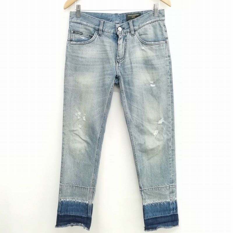 DOLCEu0026GABBANA ダメージデニム コーティング 44 メタルロゴ 中古・古着通販DOLCE \u0026 GABBANA (ドルチェ＆ガッバーナ