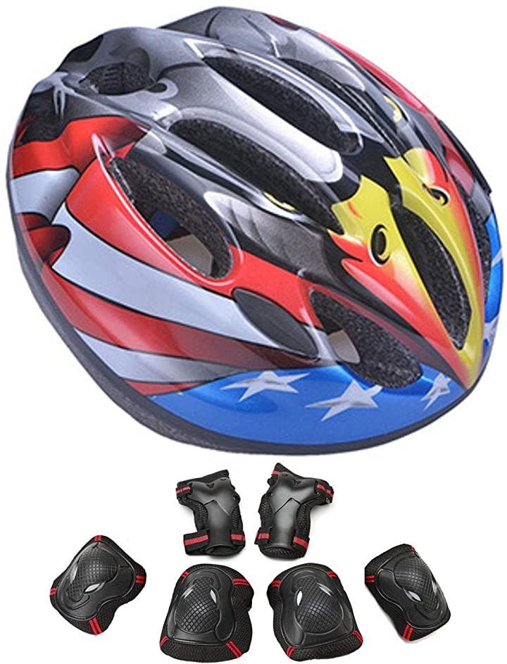 YRINA （ユリーナ） 子供用 ヘルメット 自転車 キッズ プロテクター セット or 単品 軽量 サイズ調整可 男の子 女の子 サイクリング イーグル Mサイズ( 05イーグル（Mサイズ），  M)