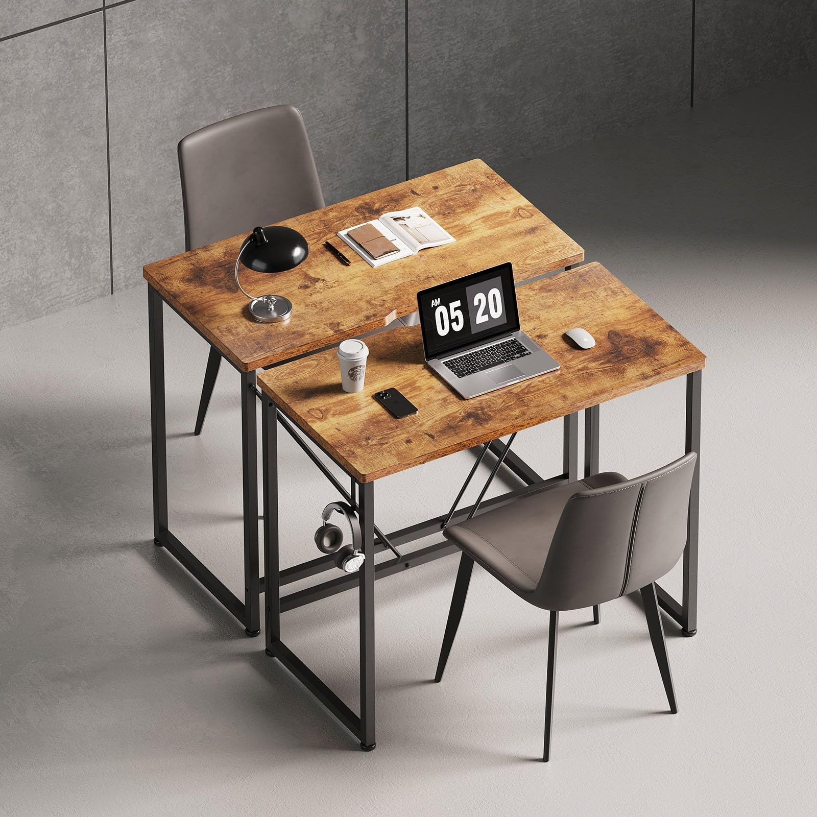 パソコンデスク 学習机 約幅80cm ヴィンテージ スチール アイアン 組立品