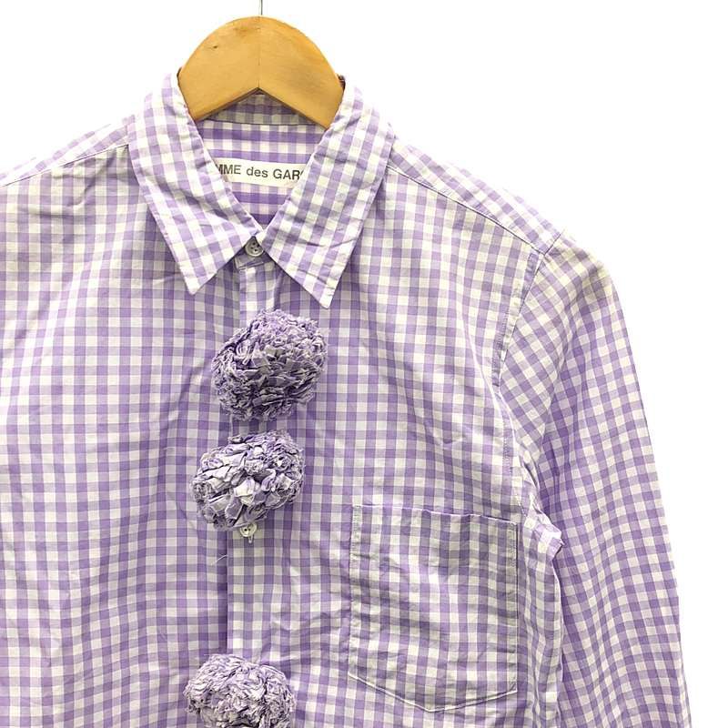 COMME des GARCONS / コムデギャルソン | 2002SS | チェック 装飾 レギュラーカラー シャツ ブラウス | パープル/ホワイト | レディース COMME des GARCONS / コムデギャルソン | 2002SS | チェック 装飾