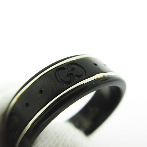GUCCI　グッチ　アイコン リング　ブラック Au750刻印 表記サイズ21 GUCCI - グッチ GUCCI リング アイコン ブラック BLACK WG