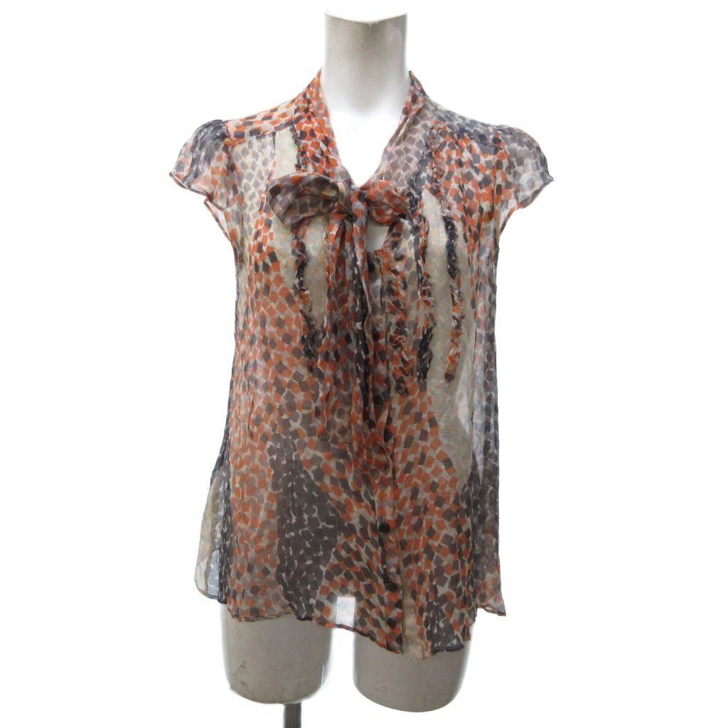 グレースクラス GRACE Class 美品 シャツ ブラウス ボウタイ 半袖 総柄  