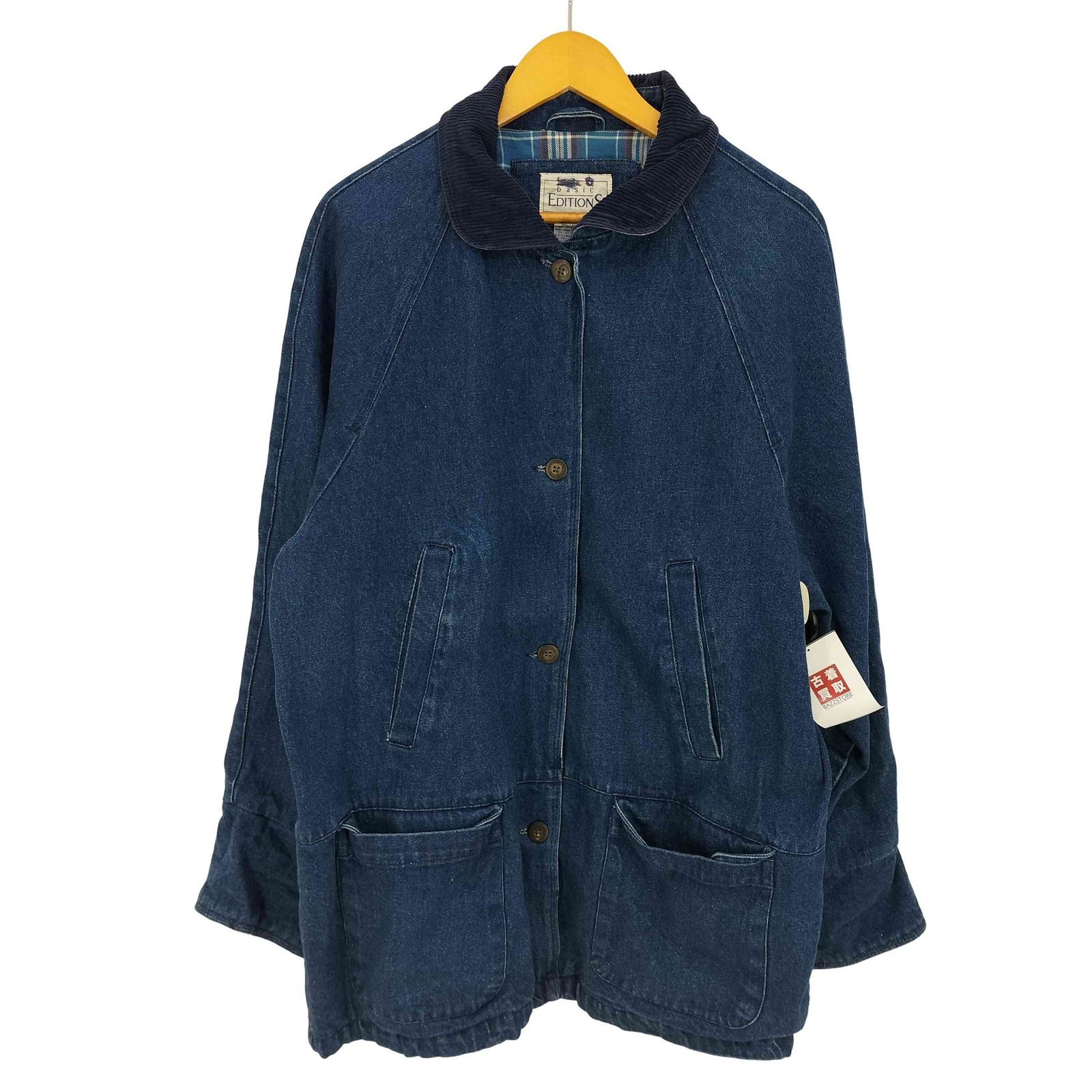 ユーズドフルギ USED古着 {{BASIC EDITION}} 90s 襟コーデュロイ 裏地ネル デニムカバーオール ハンティングジャケット  メンズ import：L 