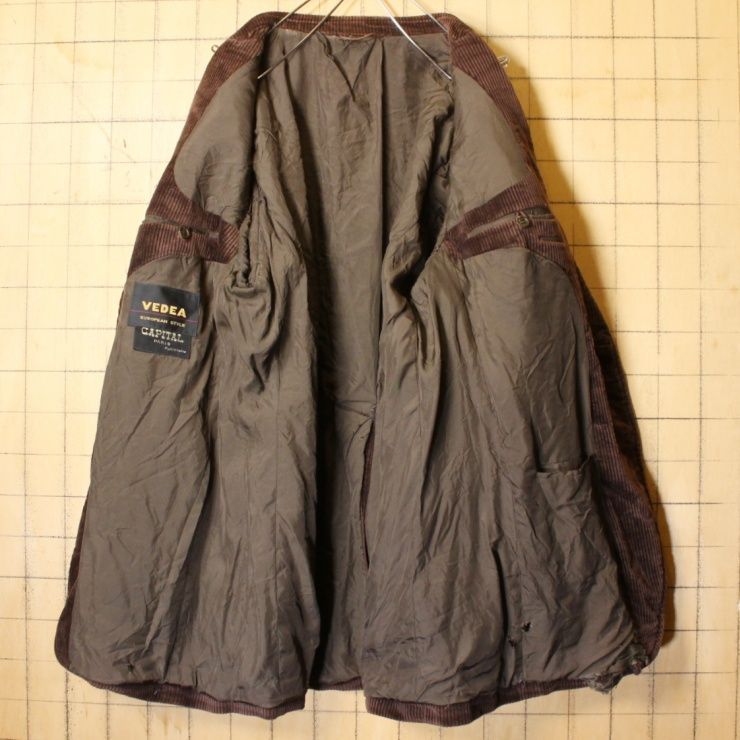 60s70sフランス 太畝コーデュロイテーラードジャケットMLブラウンaw125  