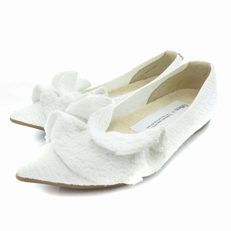 Offen オッフェン フリル付きフラットシューズ 37（pointed-FRIN
