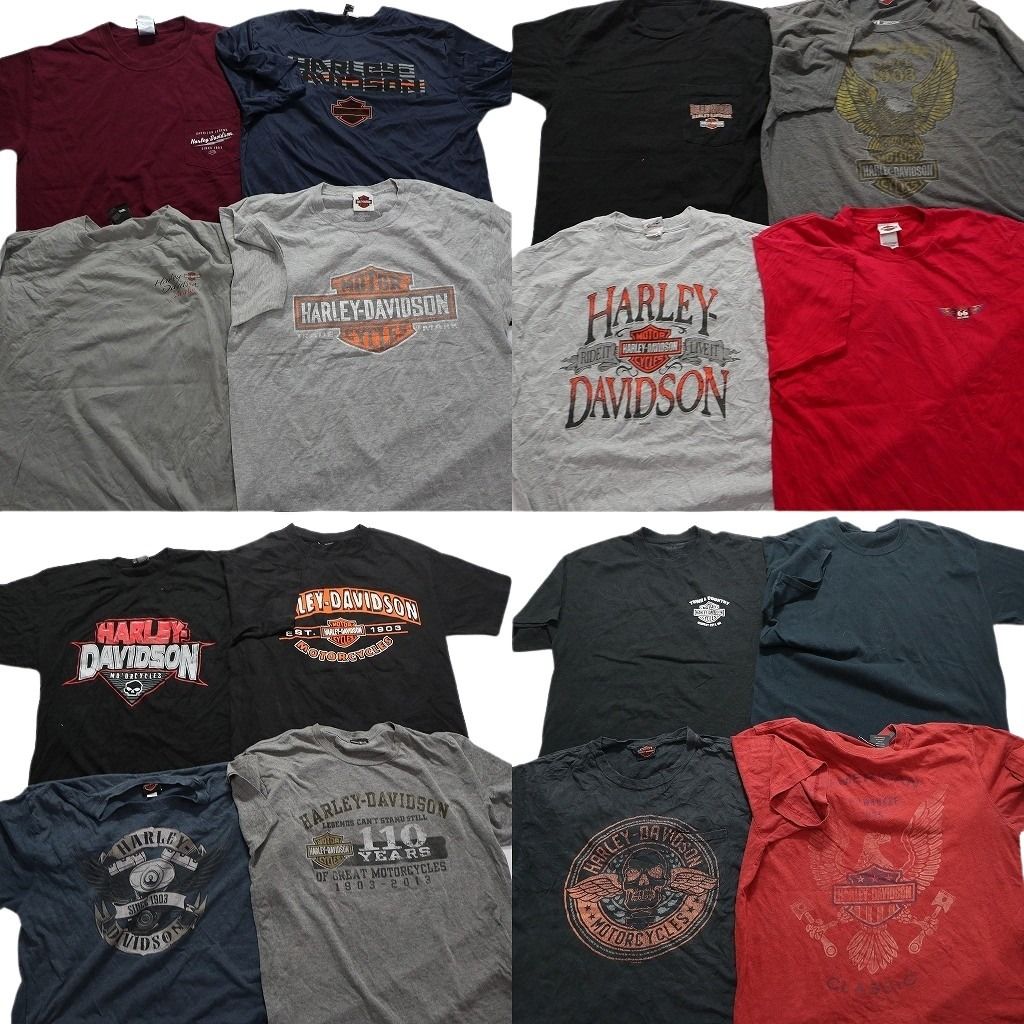 古着卸 ハーレーダビッドソン 半袖Tシャツ 16枚セット メンズ Ｌ |XL スカル ワンポイント ポケT アニマル 古着 NA2719