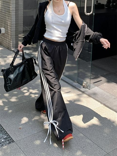 韓国ファッション スラックス レディース ワイドパンツ (T)