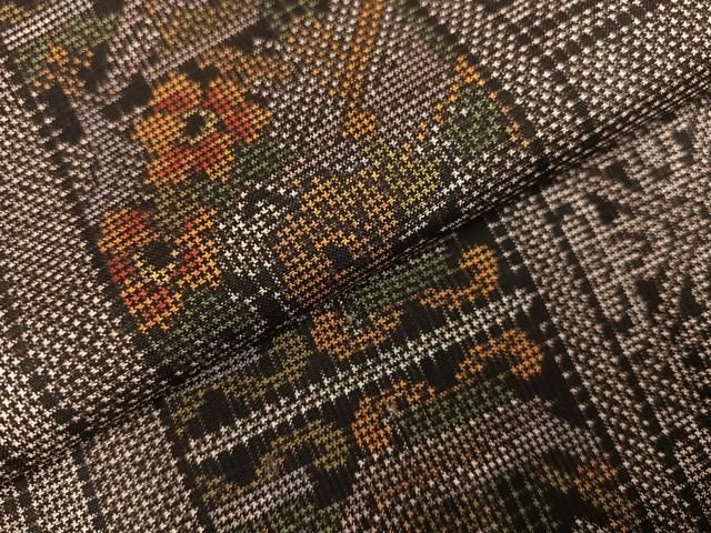 平和屋着物○本場大島紬 古代染色純泥染め 一元7マルキ 草花文 松永