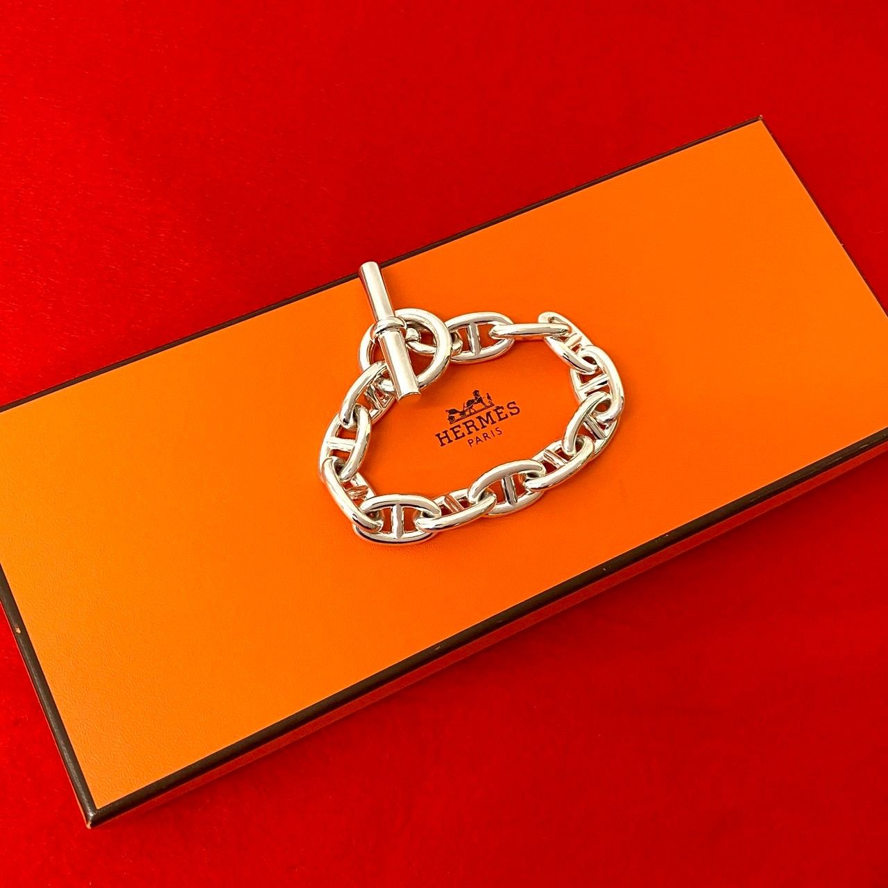 HERMES エルメス シェーヌダンクル TGM 12コマ シルバー925 チェーン ブレスレット バングル シルバー 39812