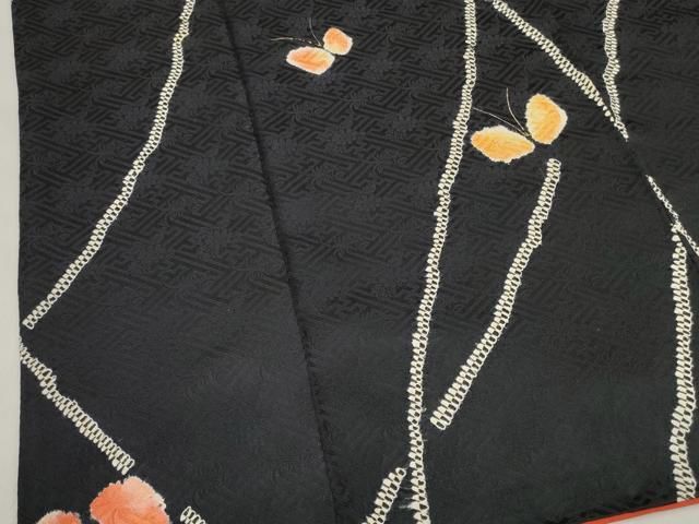 平和屋着物□訪問着 総絞り 舞蝶文 黒地 金彩 正絹 逸品 DAAU1801xg  