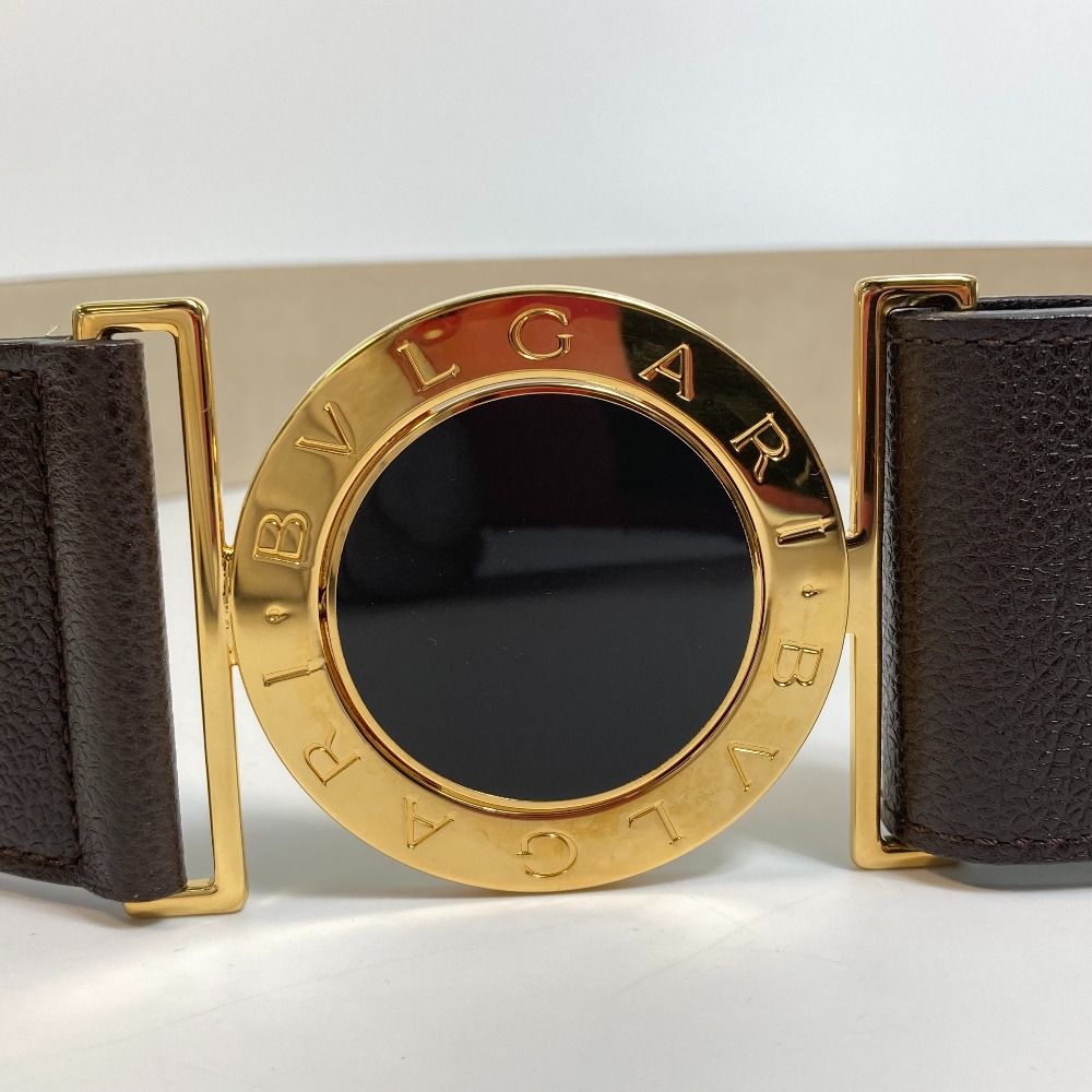 BVLGARI ダークブラウンレザーベルト BVLGARI ブルガリ レザー ベルト ダークブラウン シルバー金具