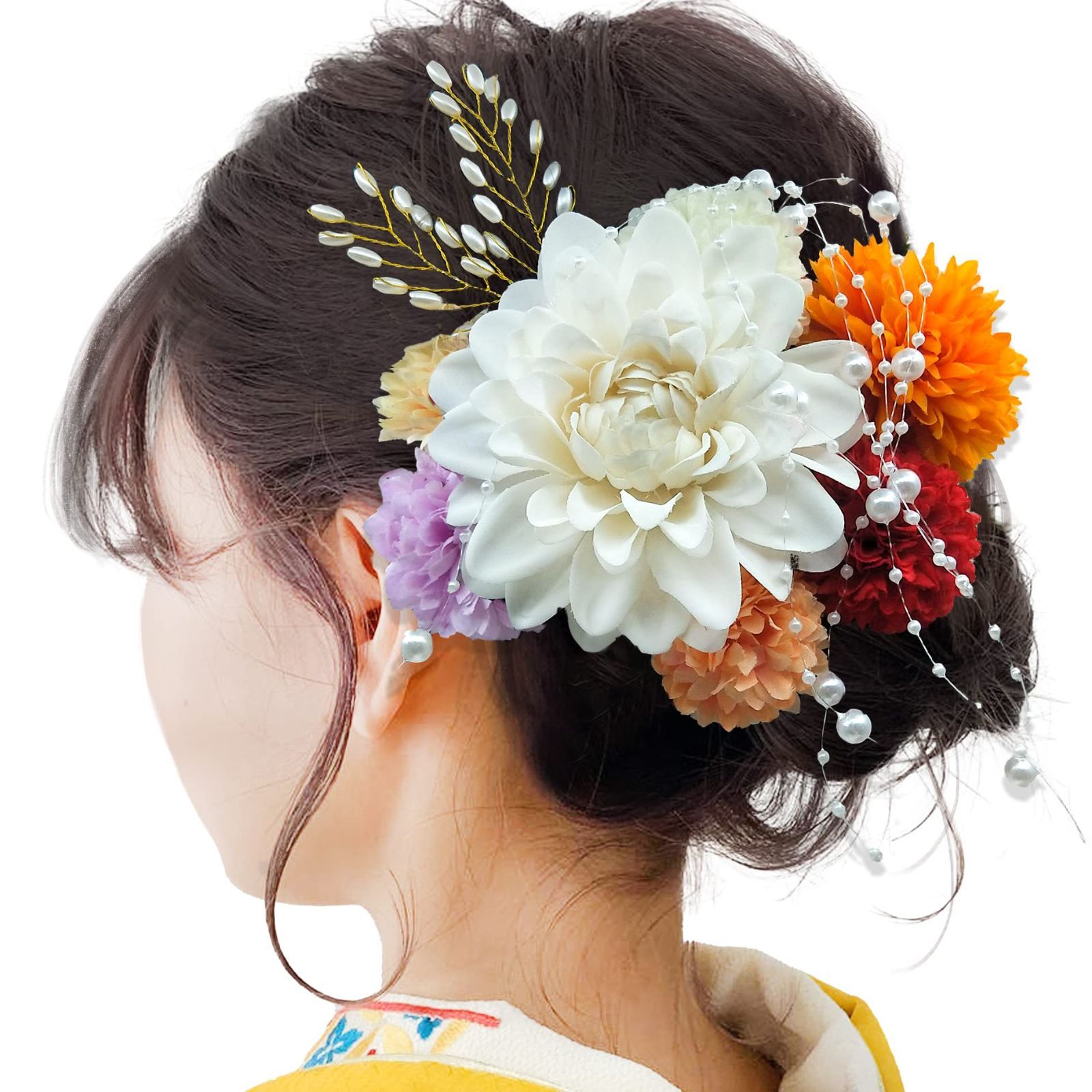 色: ホワイト】JZOON髪飾り成人式 セット 9点 振袖 和装 着物 ヘアア パンダショップ メルカリ