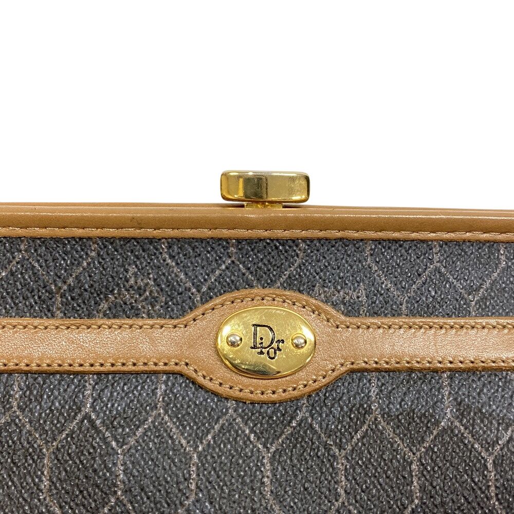 【美品】クリスチャンディオール ポーチ 小物入れ ハニカム柄 ロゴ金具 がま口 Christian Dior クリスチャンディオール ハニカム柄 がま口