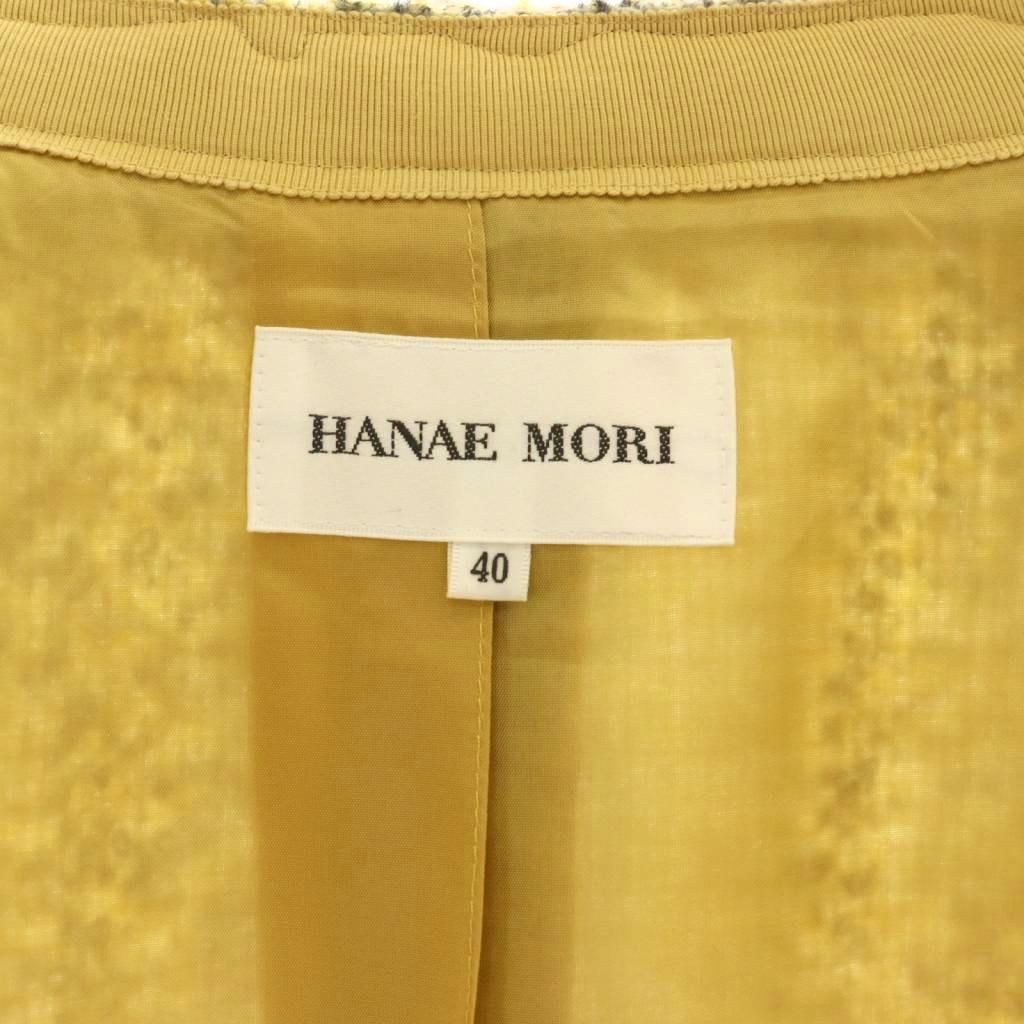 ハナエモリ HANAE MORI フラワー刺繍ツイードノーカラー