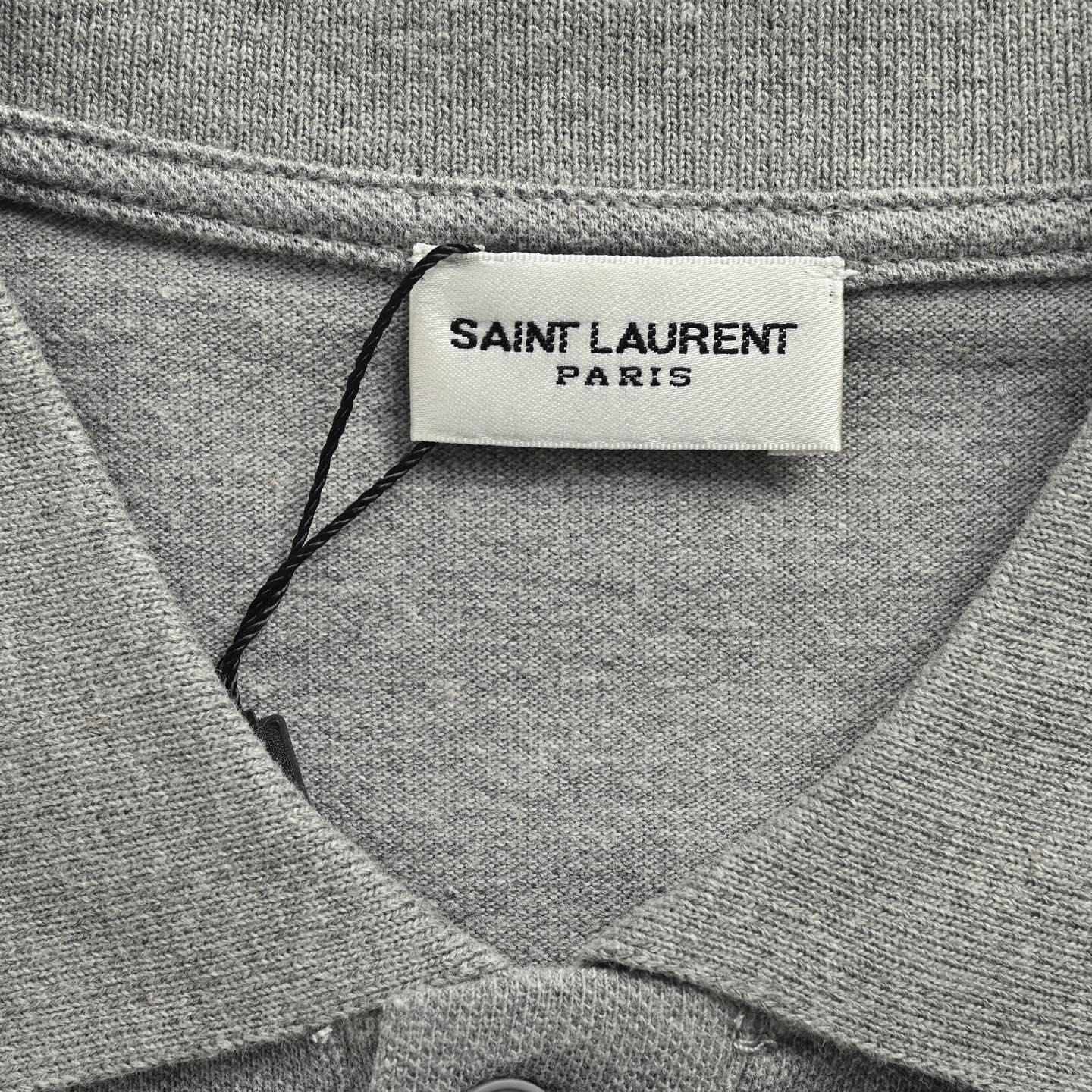 今日特価】Saint Laurent SLP 胸元小ロゴ刺繍ポロ T シャツ