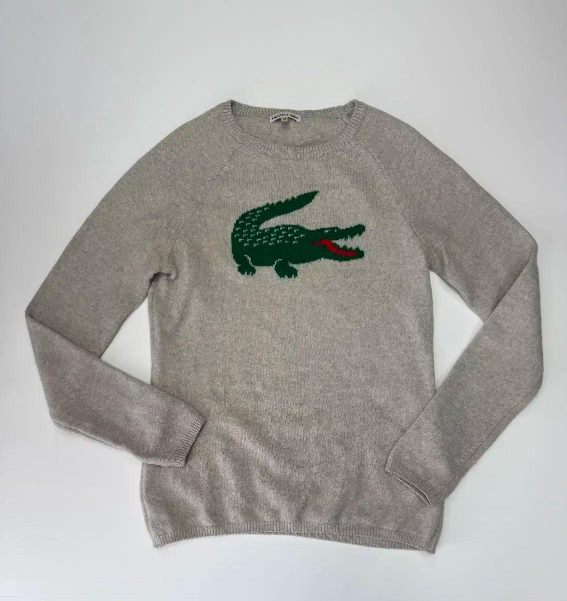 LACOSTE(ラコステ) ビッグ ロゴ ラウンド ウール ニット セーター