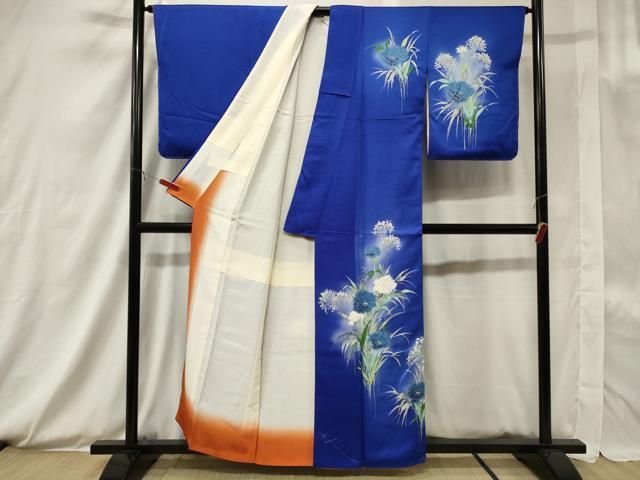 平和屋着物▽訪問着 手描き 枝花文 正絹 逸品 CAAW4521hy