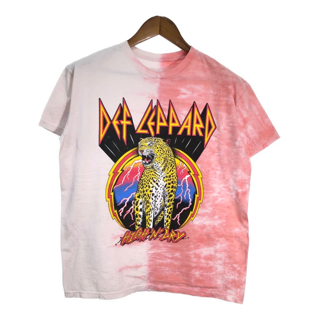 Def Leppard デフ・レパード 半袖Ｔシャツ バンド タイダイ ピンク (メンズ M) 中古 古着 T5097