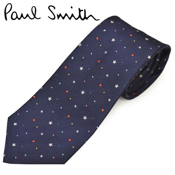 ポールスミス ネクタイ 星柄 スター 光沢 ボルドー ポールスミス ネクタイ Paul Smith PS164 スター 星 ネイビー/シルバー