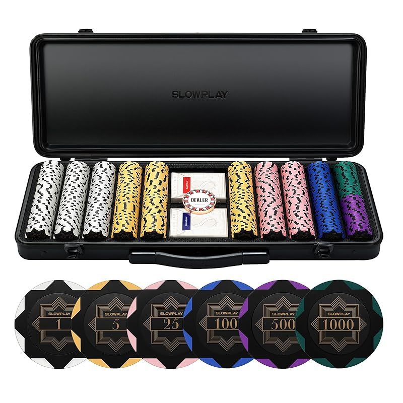SLOWPLAY Nash クレイポーカーチップセット 14g テキサスホールデム 500枚 チップバリュー表記あり と耐久性に ポリカーボネート製ケース ポーカープレイヤーへのギフト 0