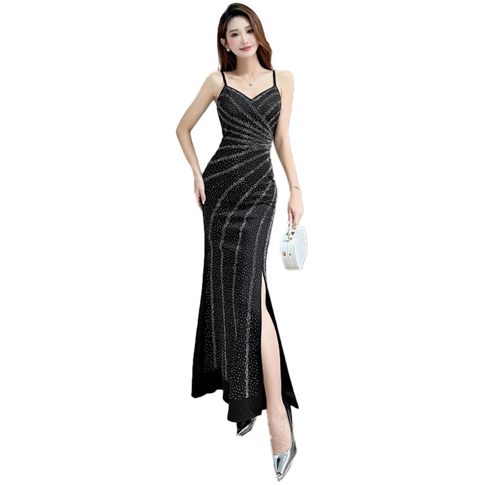 キッソス（ＫＩＳＳＯＳ） レディース ドレス ロングドレス キャバドレス 韓国風 セクシー パーティー タイト スリット ストレッチ セクシー (JP, アルファベット, L, ブラック) [ブラック] [L] 人気・おすすめ｜多用途・生活用品におすすめ キャンペーン中 即納