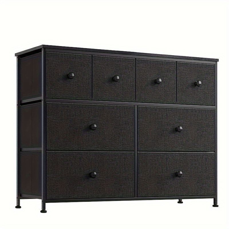タンス チェスト 大容量 ヴァニティドレッサー 8つのドロワー付き 木製トップ ステンレスフレーム ストレージオーガナイザー 現代的 ドレッサー 廊下 玄関 ビングルーム ロック 床設置 アンティーク おしゃれ 移動 子ども 軽い クローゼット ブラック MARWIL-DEMENAGEMENTS_CH