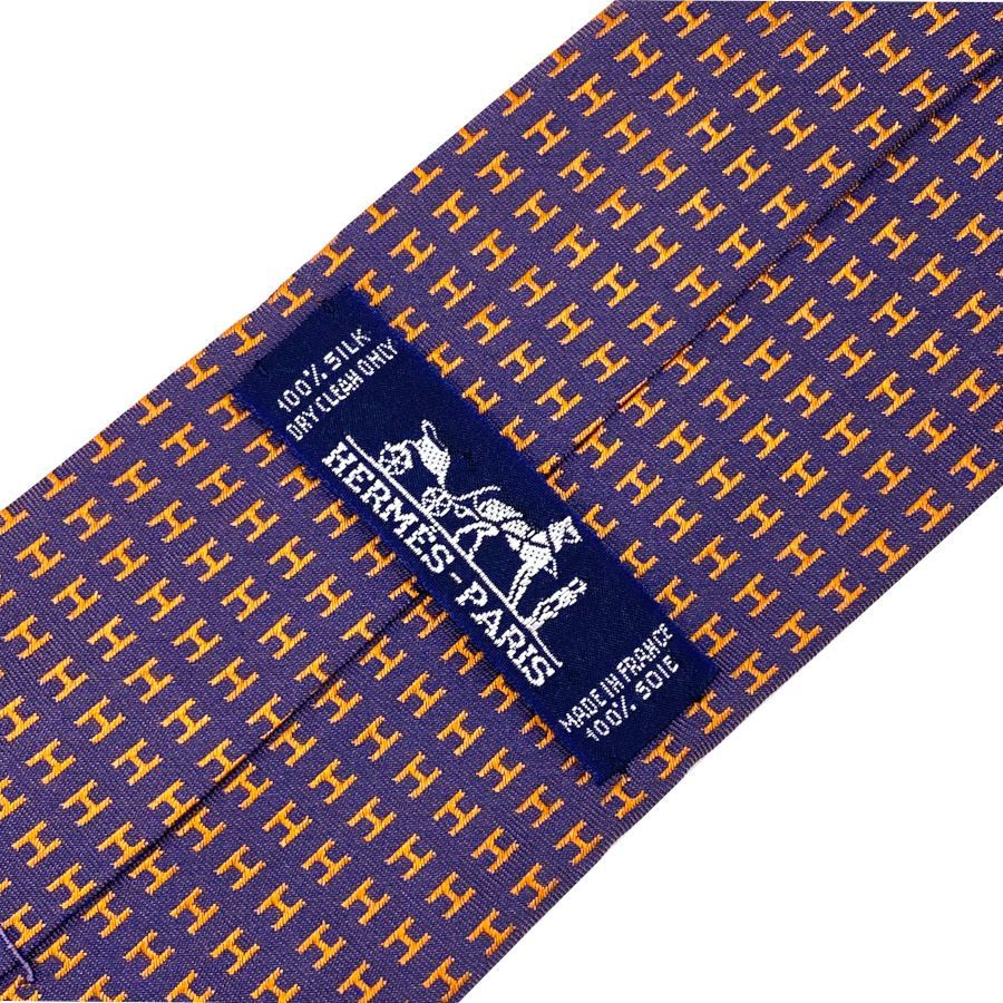 HERMES エルメス ネクタイ/ファソネH  H柄/シルク H032288T10   バイオレット メンズ / 240001197890 新品】エルメス HERMES ネクタイ 《 ファソネH 》 7cm H織りタイ バイ