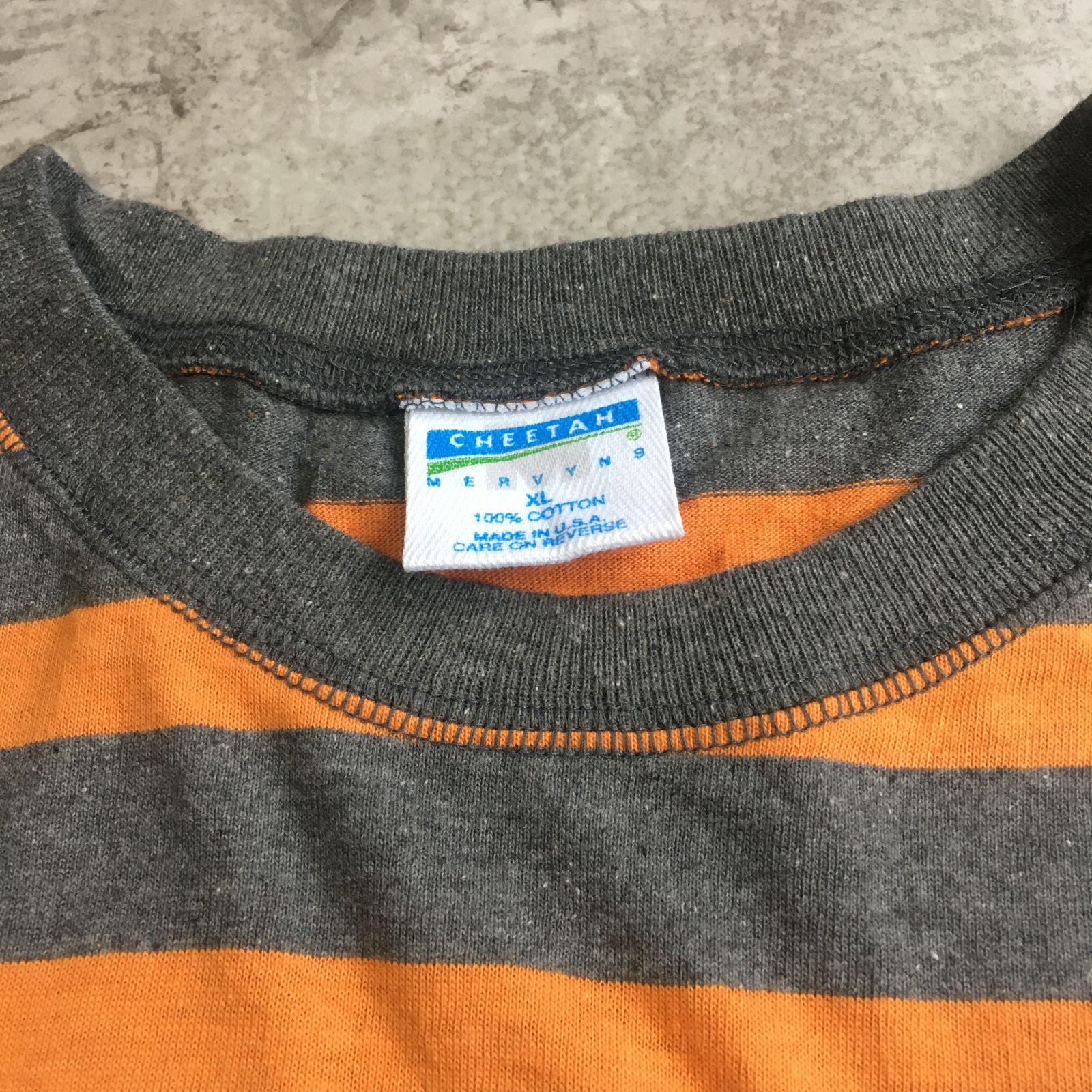 90s USA製 CHEETAH MERVYNS Border Long Sleeve T-shirt チーター 