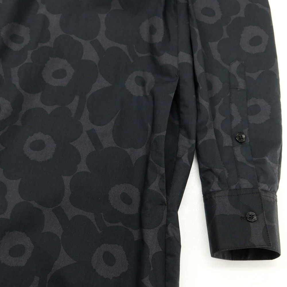 中古】マリメッコ marimekko コットン シャツ ワンピース ブラック  
