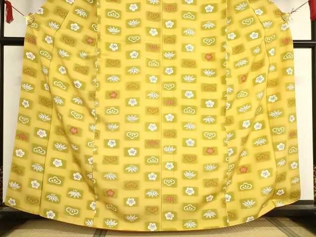 平和屋本店■極上　銀座　志ま亀　小紋　松竹梅　たとう紙付き　正絹　逸品　KAAA1455kk5 平和屋本店□極上 銀座 志ま亀 小紋 松竹梅 たとう紙付き 正絹 逸品