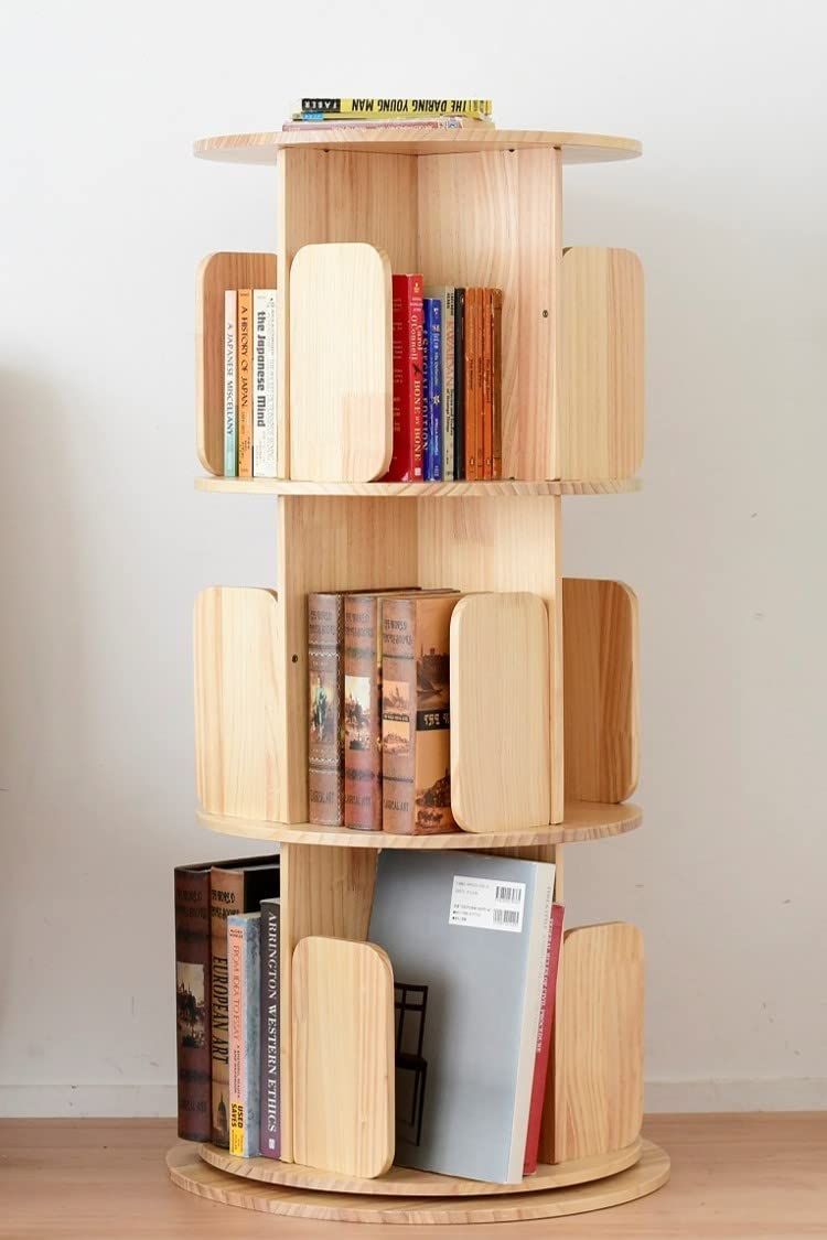 要在庫確認回転マルチラック7段 ウォールナット(ブラウン系) 本棚CD