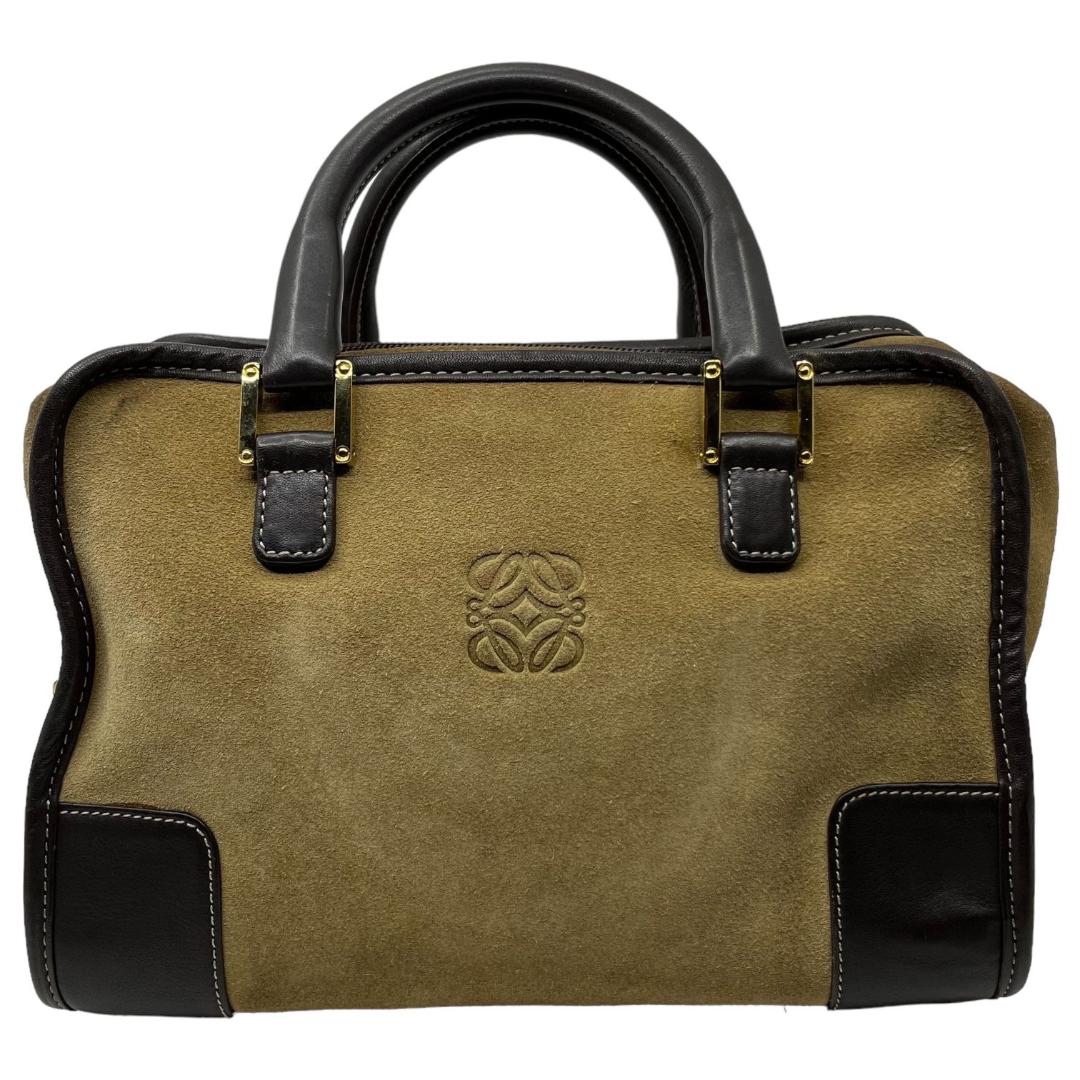 希少 LOEWE アマソナ28 ミニボストン バッグ キャメル アナグラム ロゴ LOEWE(ロエベ) Amazona 28 Anagram Logo Suede Mini Boston