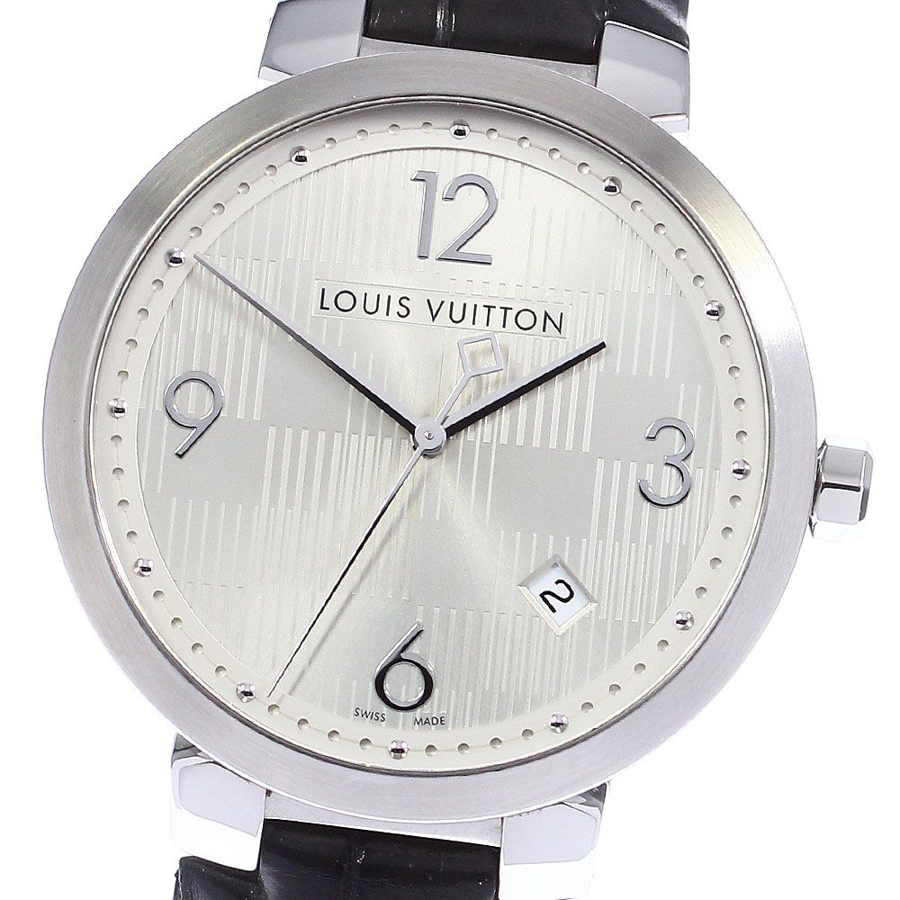 LOUIS VUITTON ルイヴィトン メンズ腕時計 タンブールダミエ Q1D01 シルバー文字盤 クォーツ
