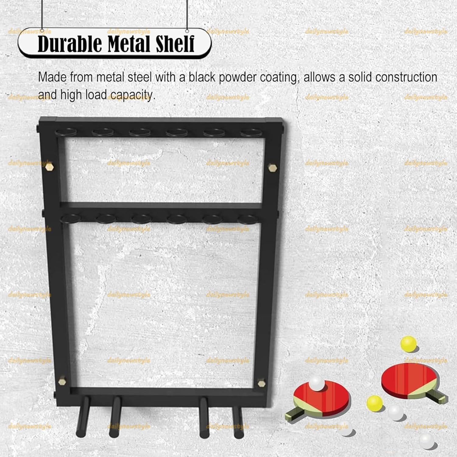 パドル6個とボール12個収納ホルダー オフィス休憩室|バールーム|地下室用