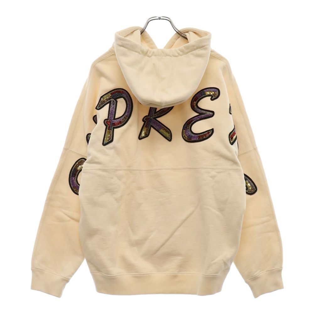 SUPREME (シュプリーム) 22SS Beaded Hooded Sweatshirt ビーズロゴ刺繍 プルオーバーパーカー アイボリー