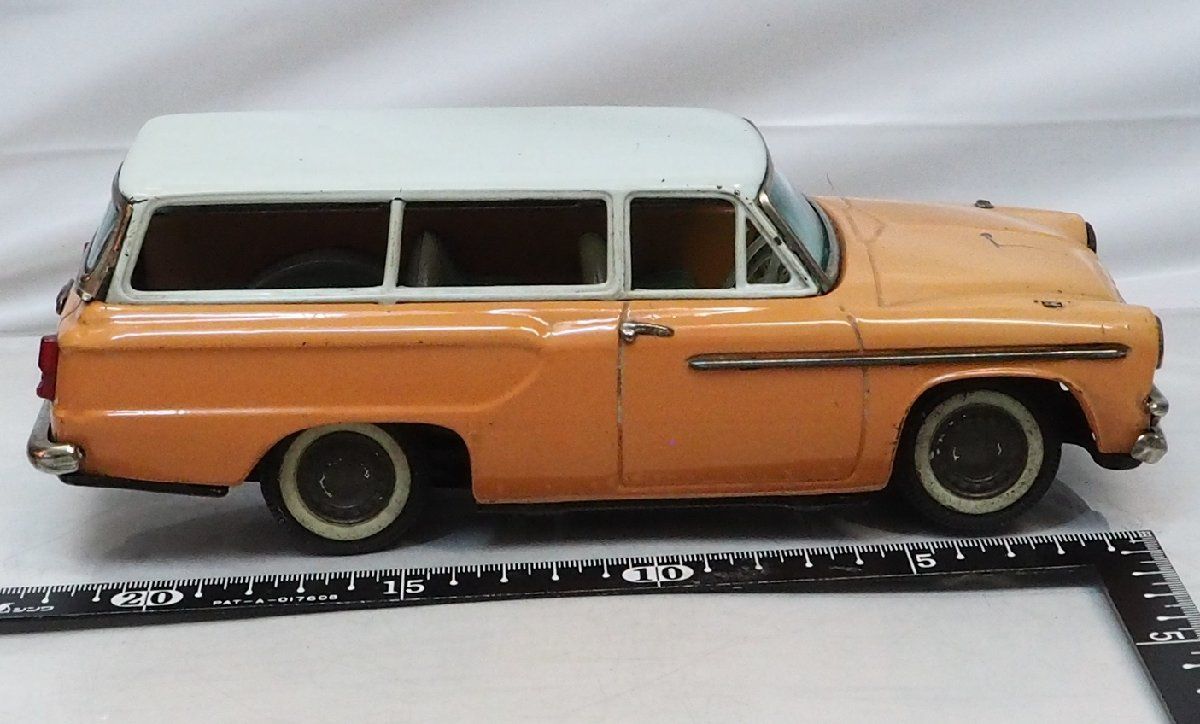 萬代屋【トヨペット マスターライン薄橙ミラー欠】ブリキtin toy car箱無 萬代屋【TOYOPET CROWN Masterlineトヨペット クラウン マスターライン