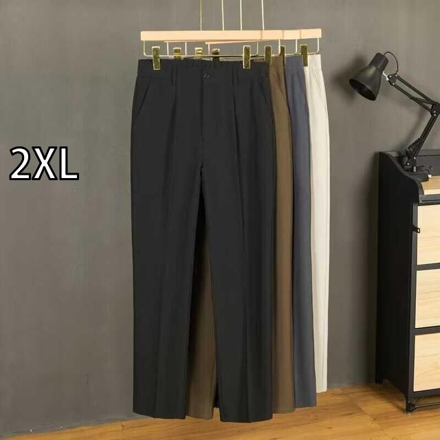 [2XL]メンズ ファッション 服 男性用 オシャレ シンプル 大人 かっこいい 大きいサイズ ストリート 紳士服 ドレープ 抗シワ パンツ スリム 韓国スタイル ストレート カジュアル カジュアル ノー アイロン スーツ