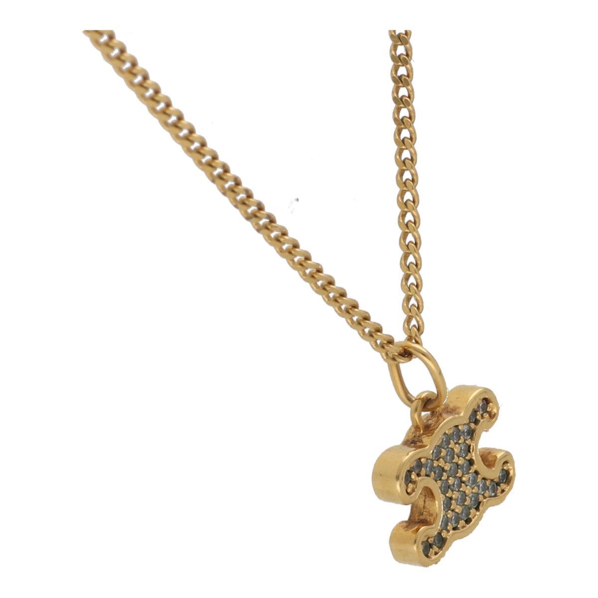 中古】 CELINE セリーヌ トリオンフ ラインストーン ネックレス  