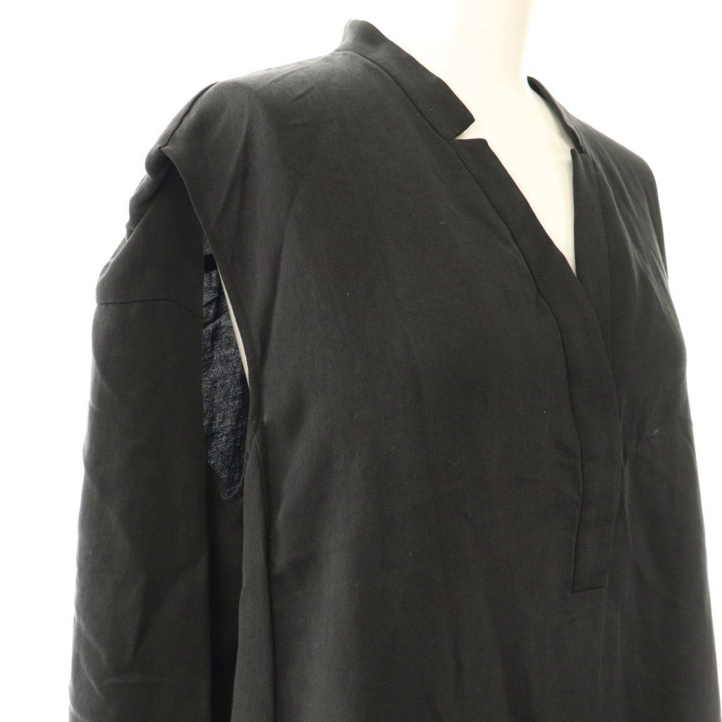 エブール ebure 25AW リネンサテン ノースリーブワンピース ロング 36