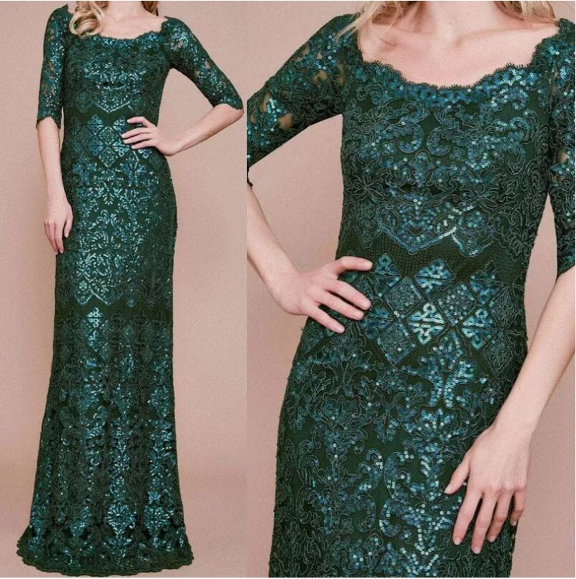 新品】タダシショウジ US0 美しいグリーンのロングレースドレス - メルカリ 