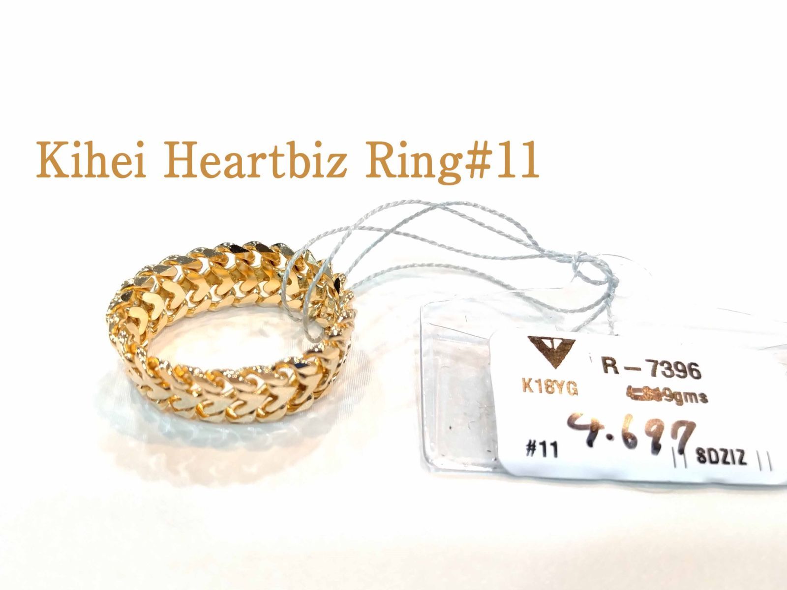 ☆新品♪日本製♪☆K18YG 喜平ハートビズ リング 6.6mm＃11☆K18YG 4.627g～ Heartbiz Design Ring☆Made in JAPAN☆