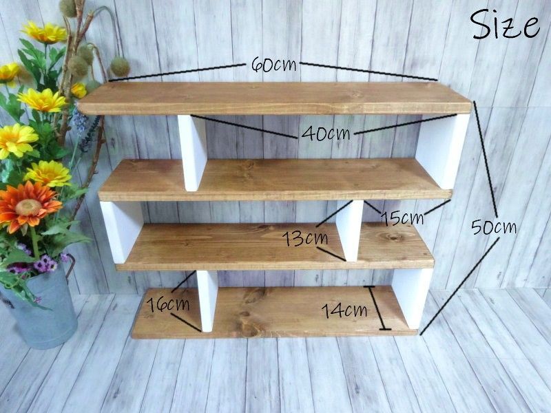 ハンドメイド カップボード3段タイプ （チーク色×ホワイト） - メルカリ