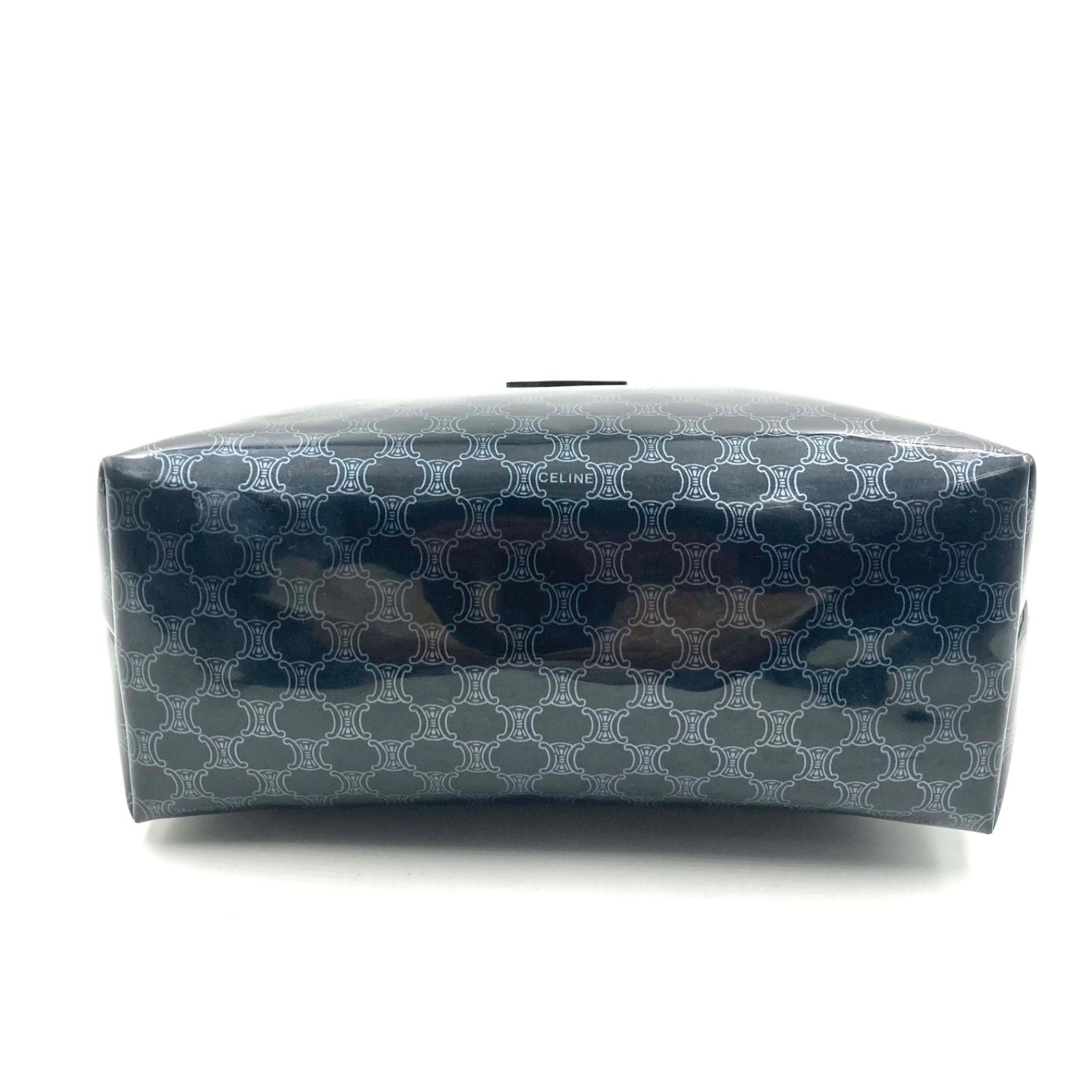 セリーヌ マカダム ブラゾン ポーチ セカンドバッグ クラッチバッグ ベージュ 良品 VINTAGE OLD CELINE ポーチ マカダム ブラック PVC×レザー